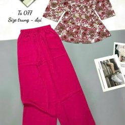 Đồ bộ mango quần dài trơn áo tay dài có nút in có 2 size - DBO4735