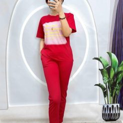 Đồ bộ quần dài bo thun áo tay ngắn in bảng chữ - DBO4737