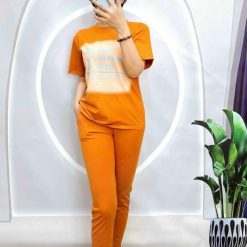 Đồ bộ quần dài bo thun áo tay ngắn in bảng chữ - DBO4737