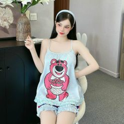 Đồ bộ quần đùi áo 2 dây in nhiều hình dễ thương - DBO4739