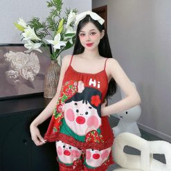 Đồ bộ quần đùi áo 2 dây in nhiều hình dễ thương - DBO4739