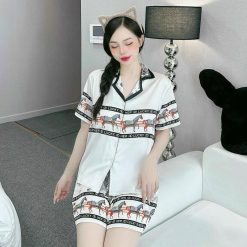 Đồ bộ quần đùi latin áo tay ngắn cổ bẻ in nhiều hình - DBO4740