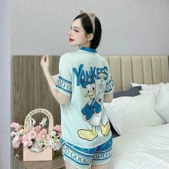 Đồ bộ quần đùi latin áo tay ngắn cổ bẻ in nhiều hình - DBO4740