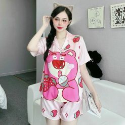 Đồ bộ quần đùi latin áo tay ngắn cổ bẻ in nhiều hình - DBO4740