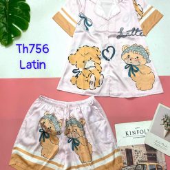 Đồ bộ quần đùi latin áo tay ngắn cổ bẻ in nhiều hình dễ thương - DBO4741