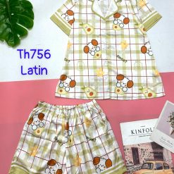 Đồ bộ quần đùi latin áo tay ngắn cổ bẻ in nhiều hình dễ thương - DBO4741