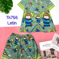 Đồ bộ quần đùi latin áo tay ngắn cổ bẻ in nhiều hình dễ thương - DBO4741