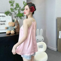 Đồ bộ mặc nhà siêu mát quần đùi latin áo yếm - DBO4752