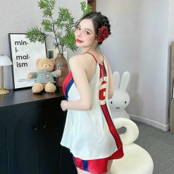 Đồ bộ mặc nhà siêu mát quần đùi latin áo yếm - DBO4752