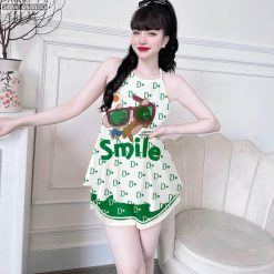 Đồ bộ quần đùi latin áo yếm in nhiều hình khác nhau - DBO4753