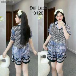 Đồ bộ quần đùi viền latin áo tay ngắn cổ bẻ in nhiều hình dễ thương - DBO4762