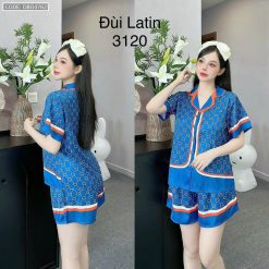 Đồ bộ quần đùi viền latin áo tay ngắn cổ bẻ in nhiều hình dễ thương - DBO4762