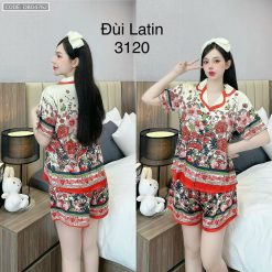Đồ bộ quần đùi viền latin áo tay ngắn cổ bẻ in nhiều hình dễ thương - DBO4762
