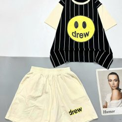 đồ bộ quần đùi áo tay ngắn in mặt cười chữ drew - DBO4764