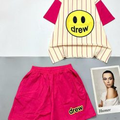 đồ bộ quần đùi áo tay ngắn in mặt cười chữ drew - DBO4764
