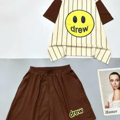 đồ bộ quần đùi áo tay ngắn in mặt cười chữ drew - DBO4764