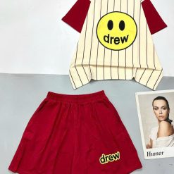 đồ bộ quần đùi áo tay ngắn in mặt cười chữ drew - DBO4764