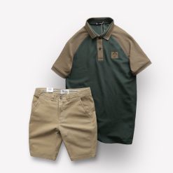 Set Bộ Nam Áo Polo Cổ Bẻ Phối Màu Quần Short Kaki Rurumen Cao Cấp - SBN121