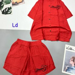 Đồ bộ quần đùi áo sơ mi tay ngắn in chữ kiểu - DBO4770