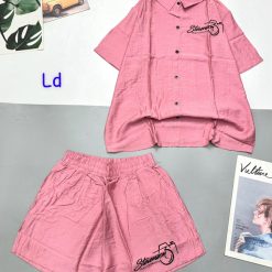 Đồ bộ quần đùi áo sơ mi tay ngắn in chữ kiểu - DBO4770