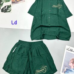 Đồ bộ quần đùi áo sơ mi tay ngắn in chữ kiểu - DBO4770
