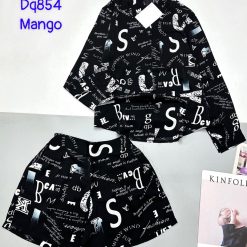 Đồ bộ mango siêu mát quần đùi áo sơ mi tay dài dấu quần - DBO4772