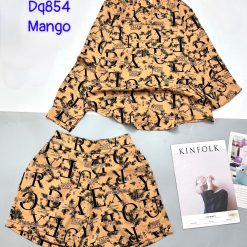 Đồ bộ mango siêu mát quần đùi áo sơ mi tay dài dấu quần - DBO4772