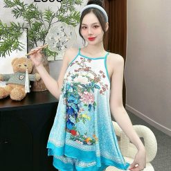 Đồ bộ quần đùi latin áo yếm in nhiều hoạ tiết đẹp - DBO4773