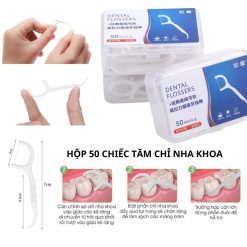 Combo 5 Hộp Tăm Chỉ Nha Khoa Vệ Sinh Răng Miệng Dental Flossers - Hộp 50 Tăm Nha Khoa 8,4x5,8x2,7cm - TAMNK01