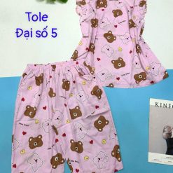 Đồ bộ vải tole số 5 quần lửng áo sát nách bèo nhiều hoạ tiết và thú - DBO4774