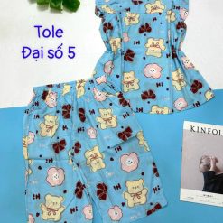 Đồ bộ vải tole số 5 quần lửng áo sát nách bèo nhiều hoạ tiết và thú - DBO4774