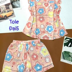 Đồ bộ vải tole số 5 quần đùi áo sát nách bèo - DBO4775
