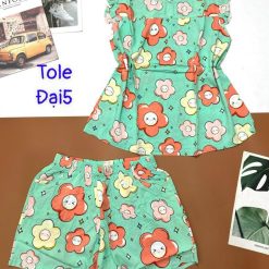 Đồ bộ vải tole số 5 quần đùi áo sát nách bèo - DBO4775