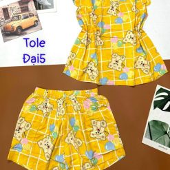 Đồ bộ vải tole số 5 quần đùi áo sát nách bèo - DBO4775