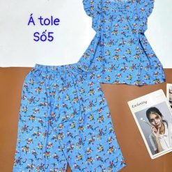 Đồ bộ vải á tole số 5 quần lửng áo sát nách bèo nhiều hoạ tiết - DBO4777