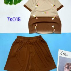 Đồ bộ tăm lạnh loang 2 màu quần đùi áo cổ tròn tay ngắn in chữ - DBO4779
