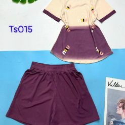 Đồ bộ tăm lạnh loang 2 màu quần đùi áo cổ tròn tay ngắn in chữ - DBO4779
