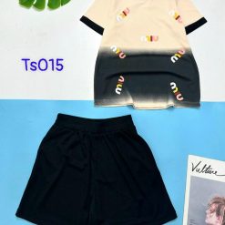 Đồ bộ tăm lạnh loang 2 màu quần đùi áo cổ tròn tay ngắn in chữ - DBO4779