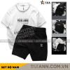 Set Bộ Nam Quần Short Thun Pack Horse Áo Thun Cổ Tròn In Chữ You Are Enough - SBN122