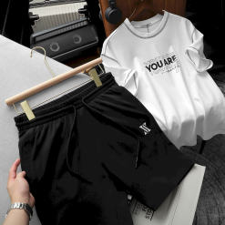 Set Bộ Nam Quần Short Thun Pack Horse Áo Thun Cổ Tròn In Chữ You Are Enough - SBN122