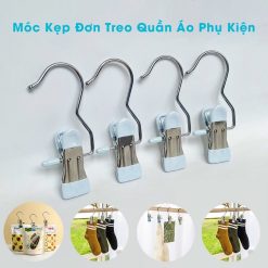 Combo 10 Móc Kẹp Quần Áo Bằng Inox - Móc Kẹp Phơi Tất Vớ Đồ Lót Bọc Nhựa Pvc Cao Cấp Nhỏ Gọn - CBMOCKEP01