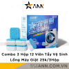 Combo 3 Hộp 12 Viên Tẩy Lồng Máy Giặt - Viên Vệ Sinh Lồng Giặt Tẩy Sạch Cặn Bẩn Vi Khuẩn Gây Mùi 9x8x5cm - CBVIENTAYVS01