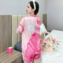 Đồ bộ quần đùi latin áo tay ngắn cổ bẻ in nhiều hình lớn - DBO4783