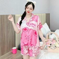 Đồ bộ quần đùi latin áo tay ngắn cổ bẻ in nhiều hình lớn - DBO4783