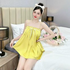 Đồ bộ quần đùi áo dây yếm màu trơn áo dấu quần - DBO4785