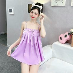 Đồ bộ quần đùi áo dây yếm màu trơn áo dấu quần - DBO4785