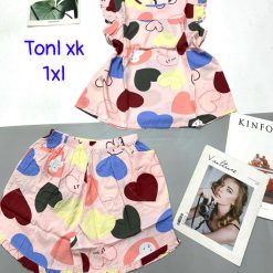 Đồ bộ vải tonl form lớn quần đùi áo sát nác - DBO4790