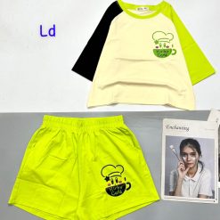 Đồ bộ quần đùi áo crop top in hình ly nước - DBO4793