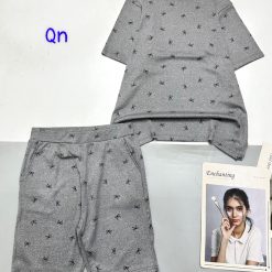 Đồ bộ quần lửng gân xẻ tà in nhiều nơ - DBO4795