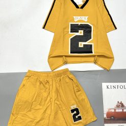 đồ bộ quần đùi áo tay ngắn cổ V in số 2 black - DBO4800